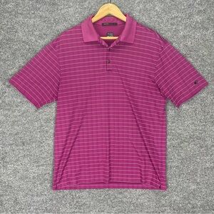 Nike Tiger Woods Collection Polo Shirt Men’s L Purple Striped Golf Performance